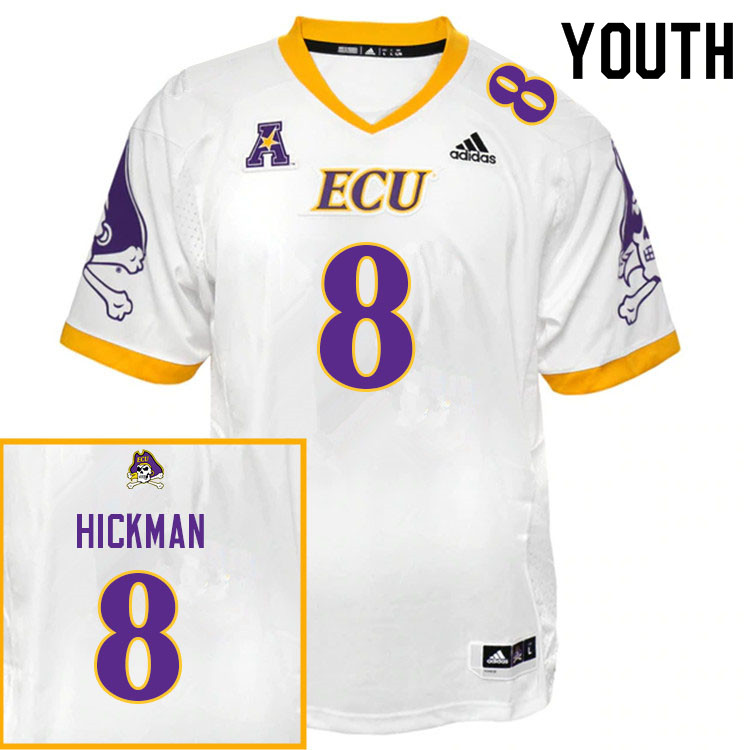 Youth #8 Immanuel Hickman ECU Pirates College Football Jerseys Sale-White - Click Image to Close